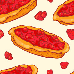 Strawberry pie seamless pattern