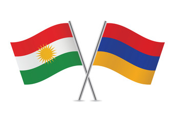 Kurdish and Armenian flags. Vector illustration.