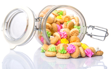 Belly button iced gem biscuits over white background © akulamatiau
