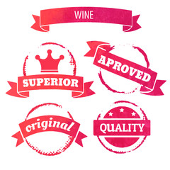vector wine stain circles and retro stamps and badges isolated i