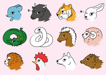 十二支のイラスト、正月の動物