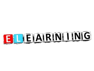 3D Word E-Learning on white background
