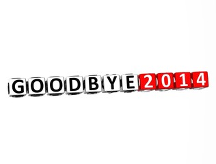 3D Word Goodbye 2014 on white background