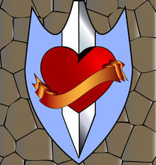 abstract heart and knife