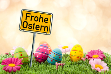 Ostern mit Schild