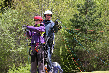 Naklejka premium Tandem Paraglider launching