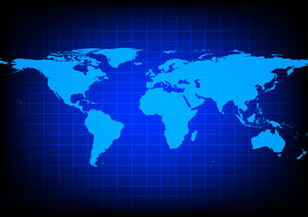Fototapeta na wymiar Vector World Map on blue background