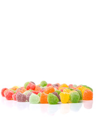  Colorful mix sugar jelly candy over white background