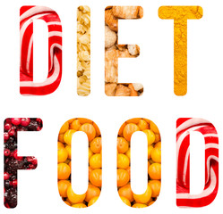 Diet Food Word Concept Isolated Made From Food Ingredients © radub85