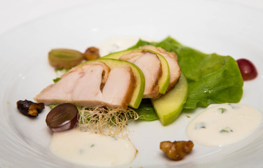 Appetizer of Roast Chicken and Sliced Green Apples