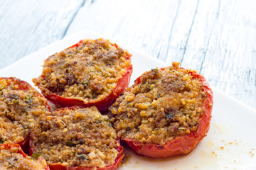 Stuffed tomatoes au gratin