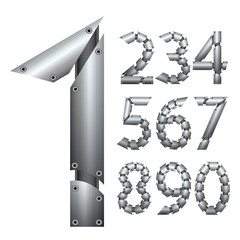 Number. Metal construction. Isolated on white background. Vector