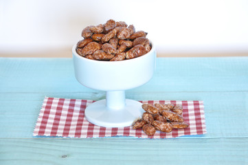 Almonds with sugar called garrapinyades typical of Spain