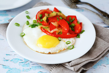 Fried omelet with peppers and onions