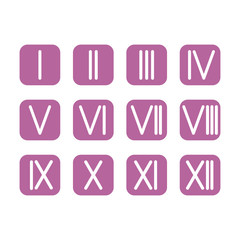 Set Roman numerals 1-12 icon. vector