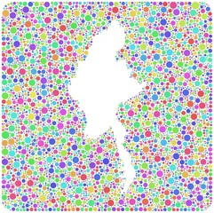 Map of Burma in a mosaic of harlequin circles