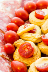 Taralli piccanti with tomato mayonnaise and salami