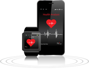 Smartwatch and Smartphone with health apps