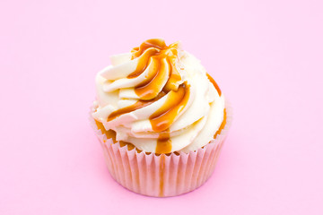 Cupcake on pink background