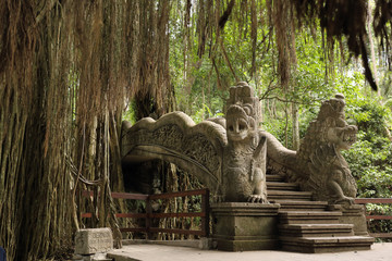 Fototapeta na wymiar temple in the ubud monkey forest