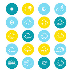 Simple line weather icon set. Vector illustration. Meteorology s