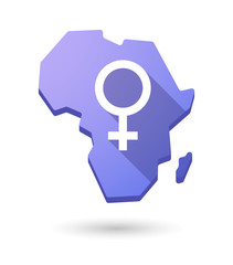 Africa continent map icon with a female sign