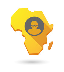Africa continent map icon with a thief