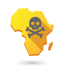 Africa continent map icon with a skull