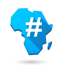 Africa continent map icon with a hash tag
