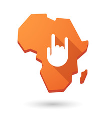 Africa continent map icon with a hand