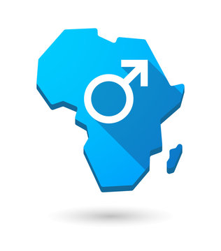 Africa continent map icon with a male sign