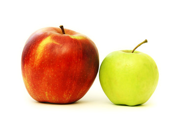 Red and green apple isolated on a white background