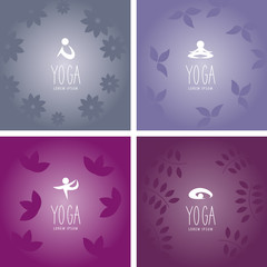 Yoga Icons And Backgrounds Set - Vector Illustration, Graphic Design, Editable For Your Design