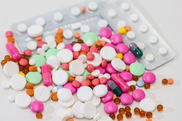 Medical / health-care concept: some medical colorful pills