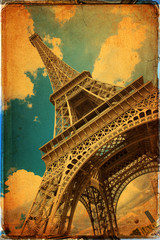 Plakat The Eiffel Tower in Paris in vintage style