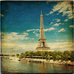 Fototapeta na wymiar The Eiffel Tower in Paris in vintage style