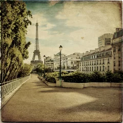 Fotobehang The Eiffel Tower in Paris in vintage style © lapas77