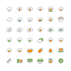 Cloud computing flat design icon set