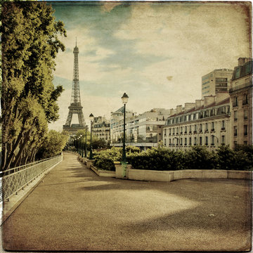 The Eiffel Tower in Paris in vintage style