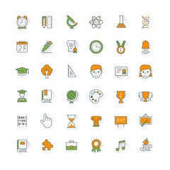 Education flat design icon set