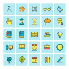 School and education. Vector icon set in flat design style