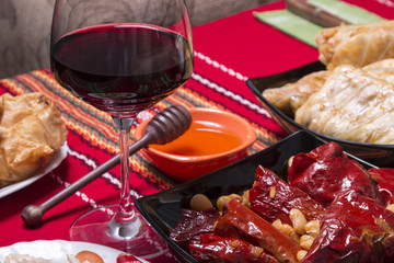 Traditional bulgarian christmas table setup