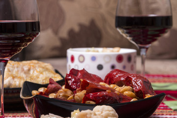 Traditional bulgarian christmas table setup