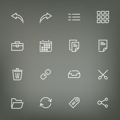 White thin line icons set for web and mobile on color background