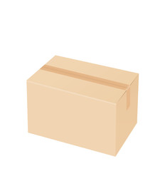 Cardboard box taped up and isolated on a white background.