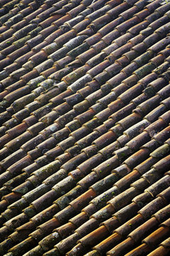 Pattern of old roof tiles. Color image