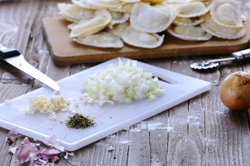 Preparing fresh ravioli..