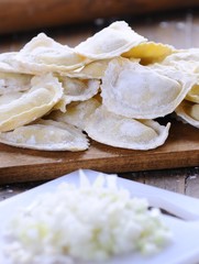 Preparing fresh ravioli.