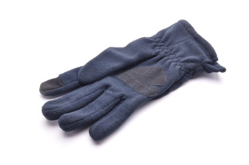 Indigo and Blue wool gloves isolated white.