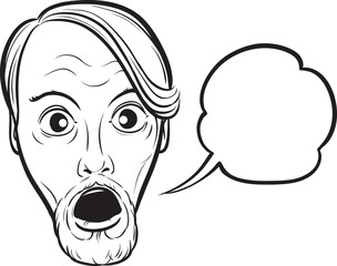 whiteboard drawing - surprised bearded man